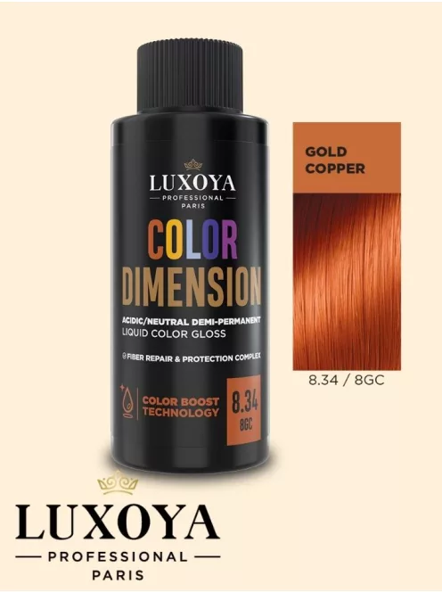 COLOR DIMENSION - Ápoló és ragyogást fokozó hajszínező 8.34/8GC - 60ml