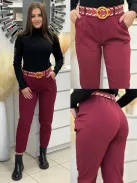 Extra rugalmas anyagú, magas, gumis derekú, kényelmes, csinos, zsebes nadrág övvel. (S-XL méretre ajánljuk.)