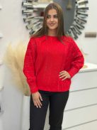 Lenge fazonú, csillogós, kötött felső