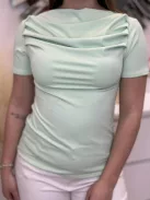 Csónak nyakú, lycra felső