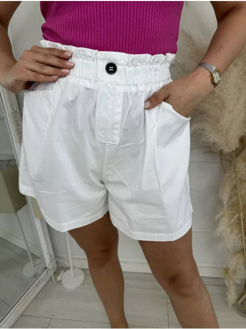 Nem rugalmas anyagú, magas, gumis derekú, kényelmes rövidnadrág. A modell S méretet visel. (S-XXL méretekben.)