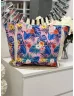   Nagyméretű, cipzáras, mintás, nyári vászon shopper táska. Méretek: 54 x 37 x 17 cm.
