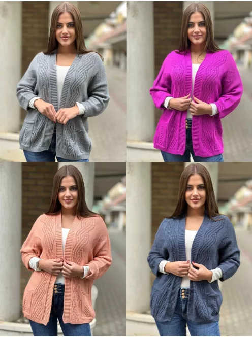 Rugalmas, puha anyagú, lenge fazonú, kötött kardigán. (S-XL méretre ajánljuk.)