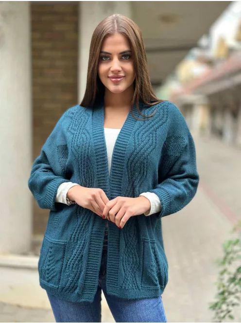 Rugalmas, puha anyagú, lenge fazonú, kötött kardigán. (S-XL méretre ajánljuk.)